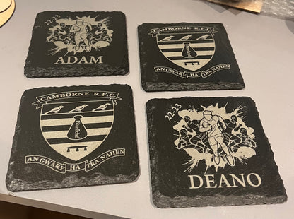 Custom Engraved Coasters From Slate or Wood